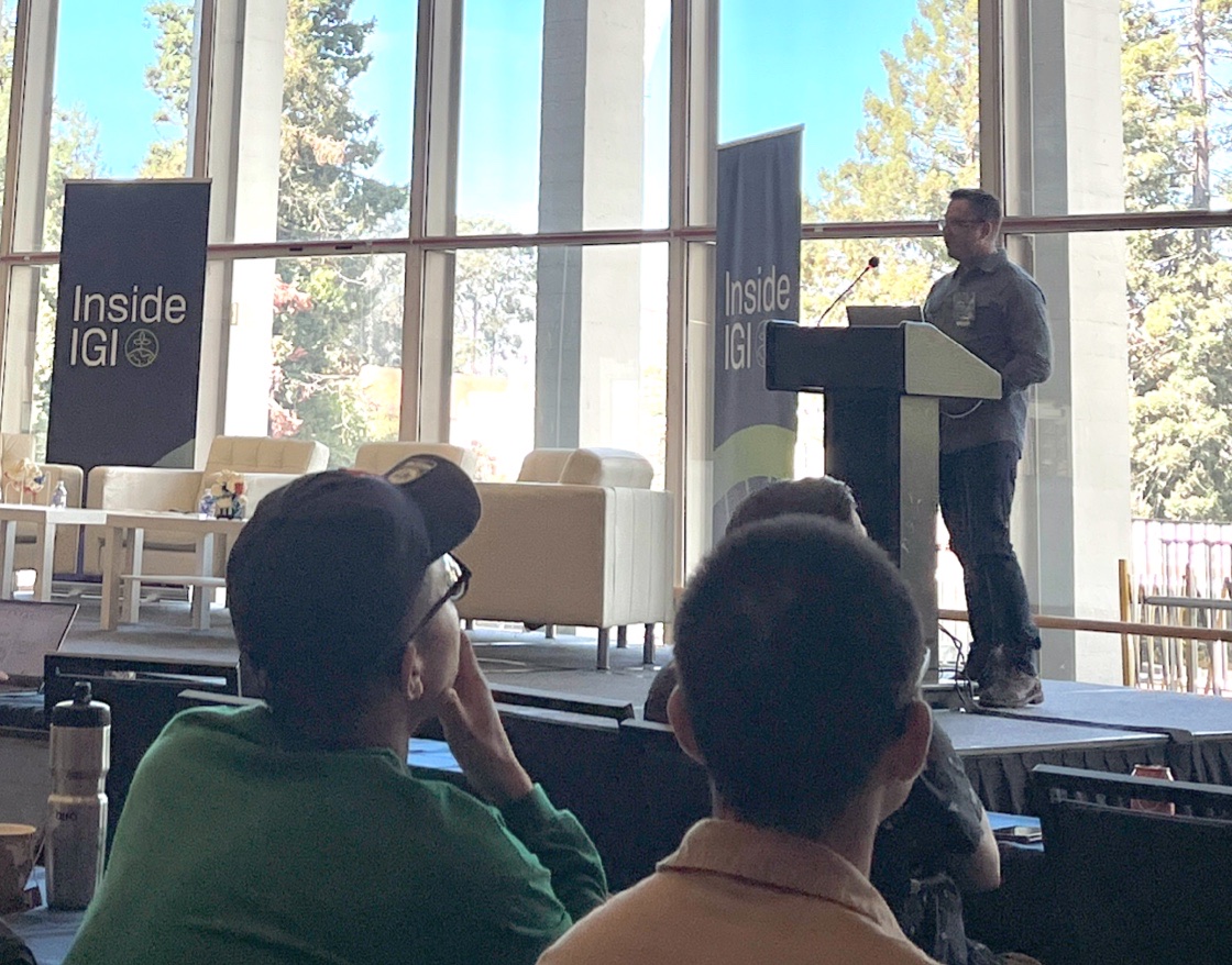 Spencer delivering a talk